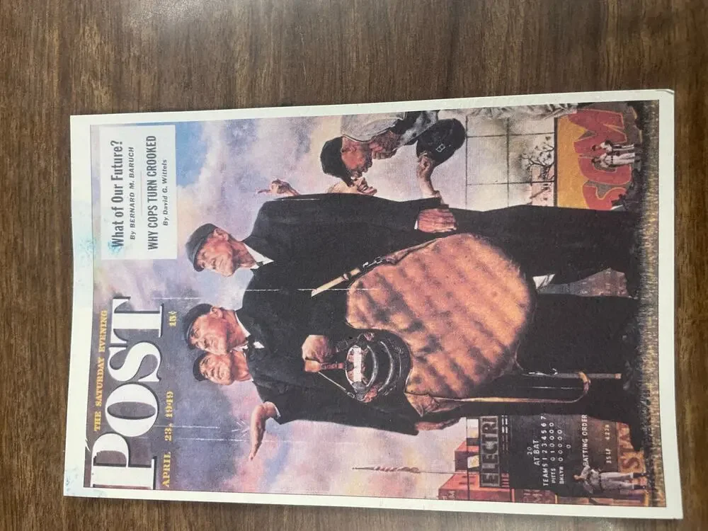 Norman Rockwell Bottom of the Sixth Postcard 1949 Saturday Evening Post Vintage